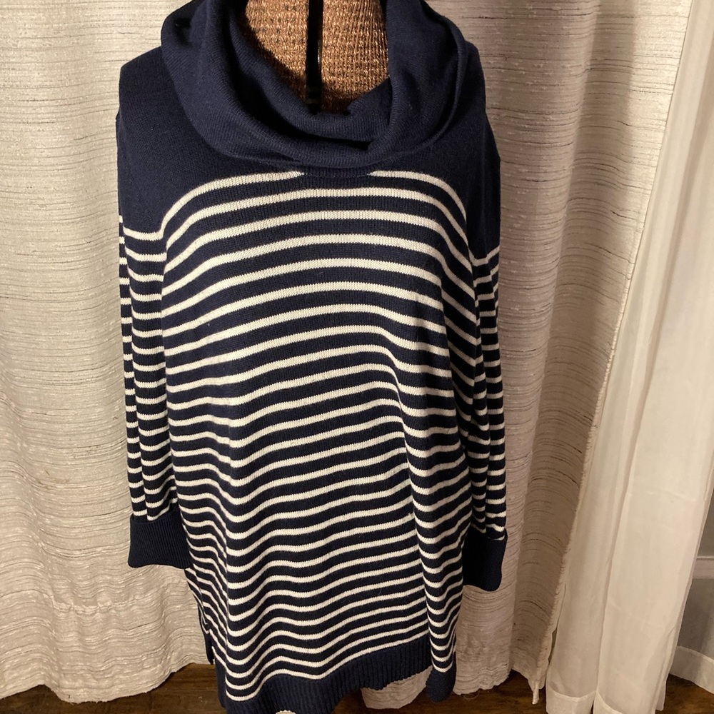 Ralph Lauren navy white striped sweater Size XL
